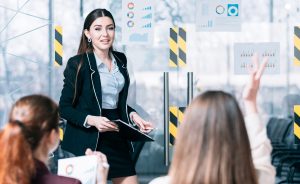 woman leading presentation